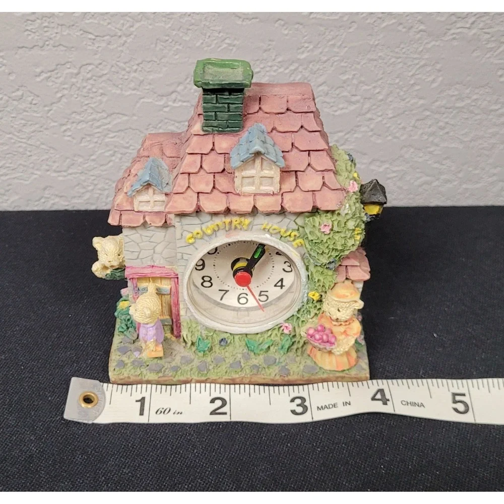 Country House Quartz Table Desk Clock with Teddy Bears